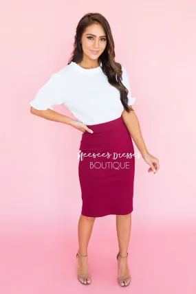 Perfect Fit Cranberry Pencil Skirt