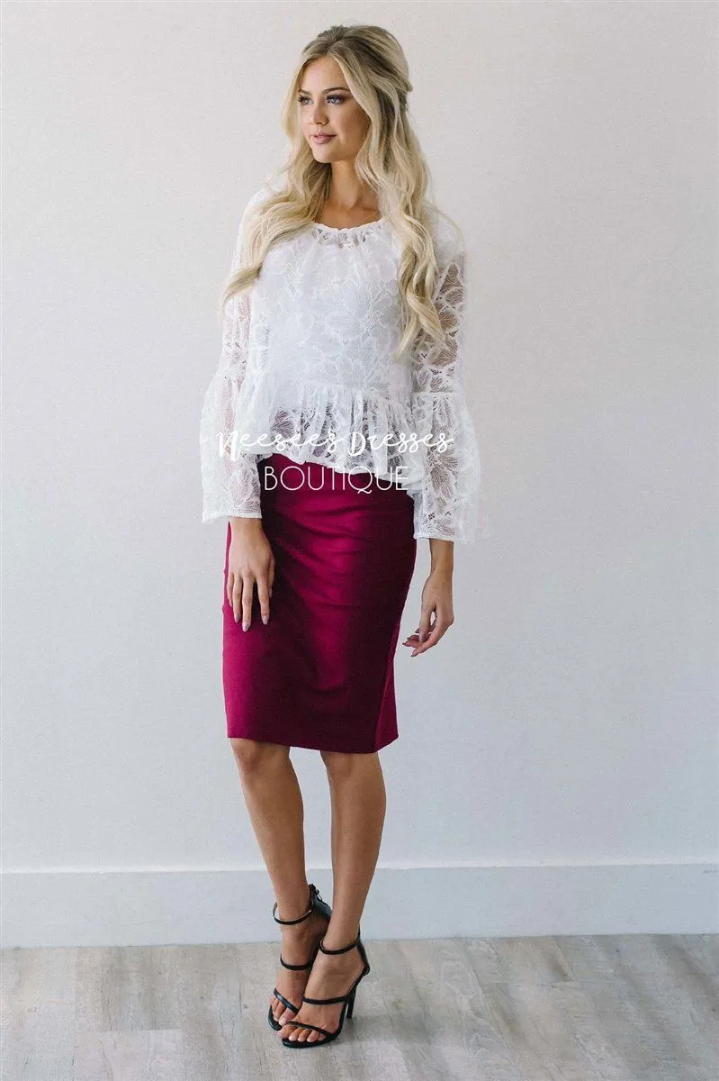 Perfect Fit Cranberry Pencil Skirt