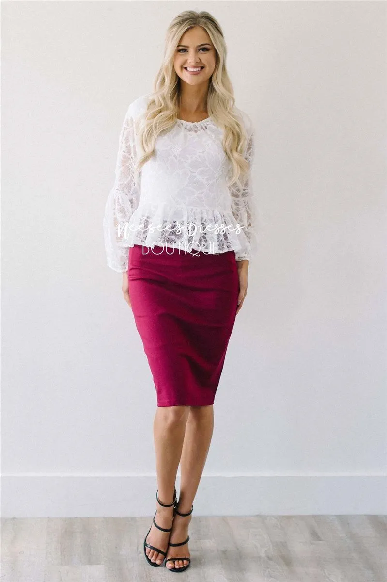 Perfect Fit Cranberry Pencil Skirt