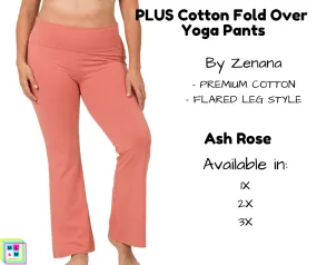 PLUS Cotton Fold Over Yoga Pants - Ash Rose