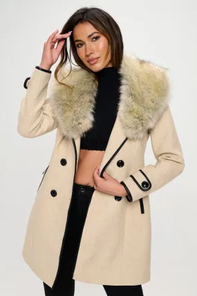 PREMIUM Faux Wool & Fur Two Tone Coat