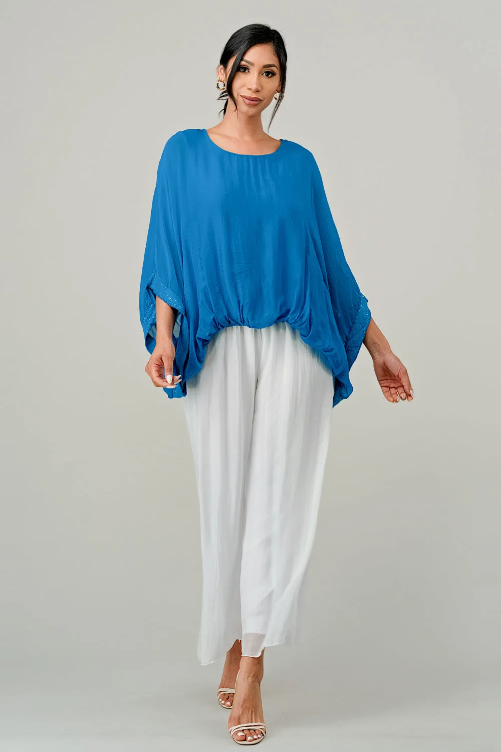 Raw Moda Italian Long Loose Silk Pants