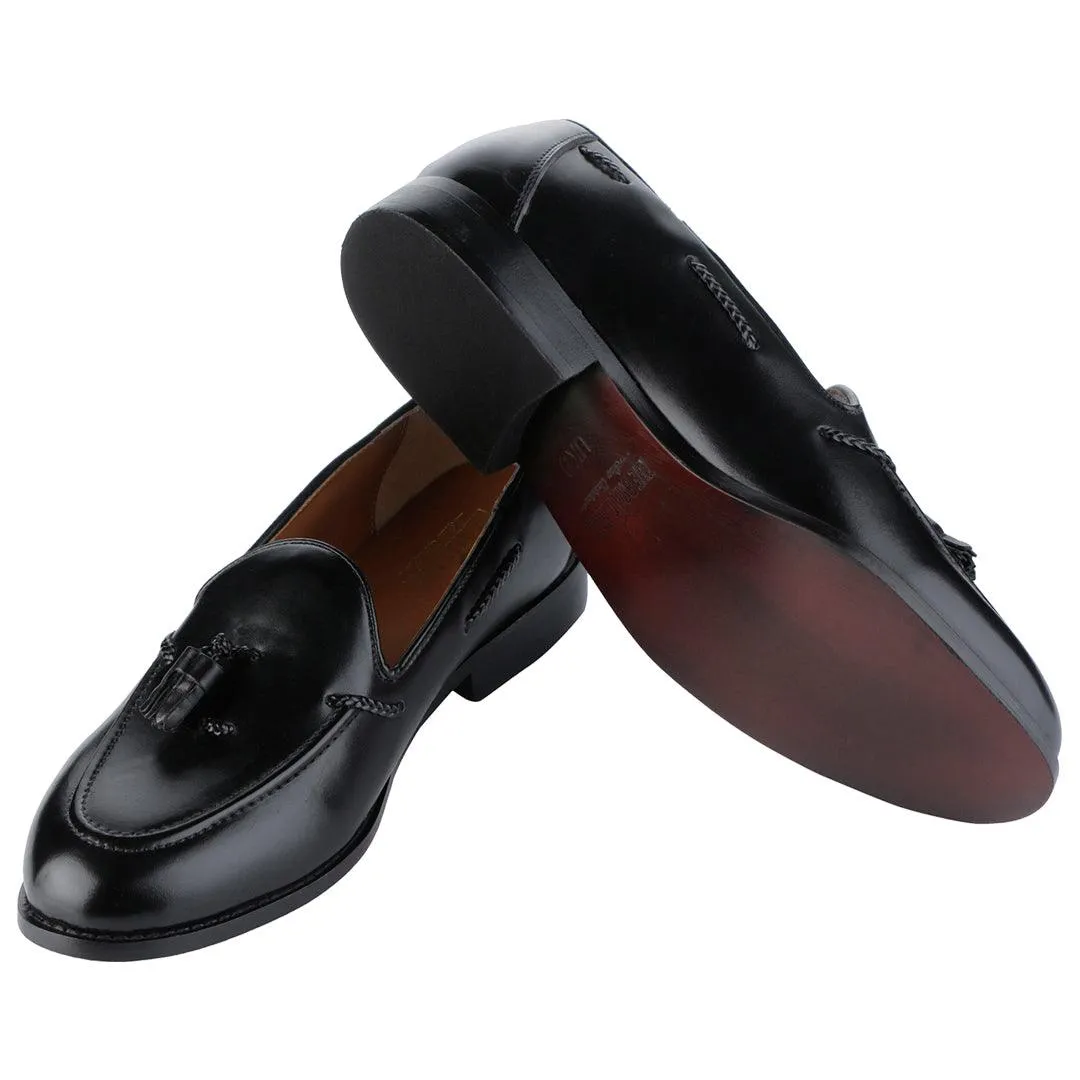 Rossa Classic Black Tassel Loafers