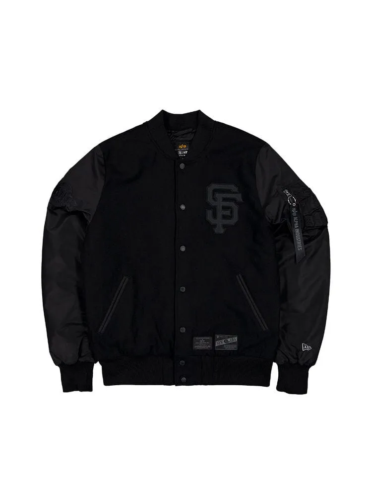 SAN FRANCISCO GIANTS X ALPHA X NEW ERA WOOL VARSITY MA-1 BOMBER JACKET