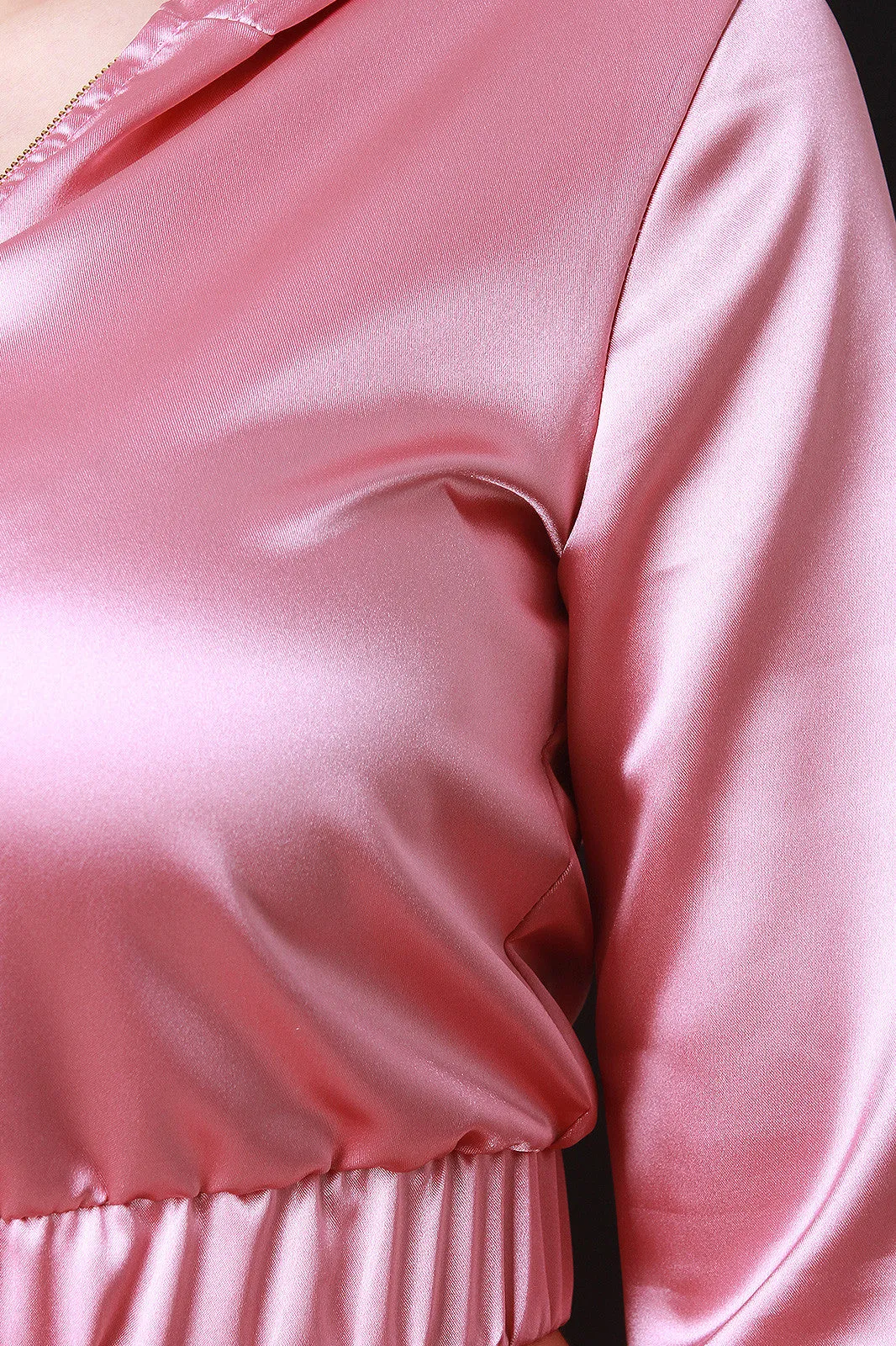 Satin Cropped Hooded Jacket