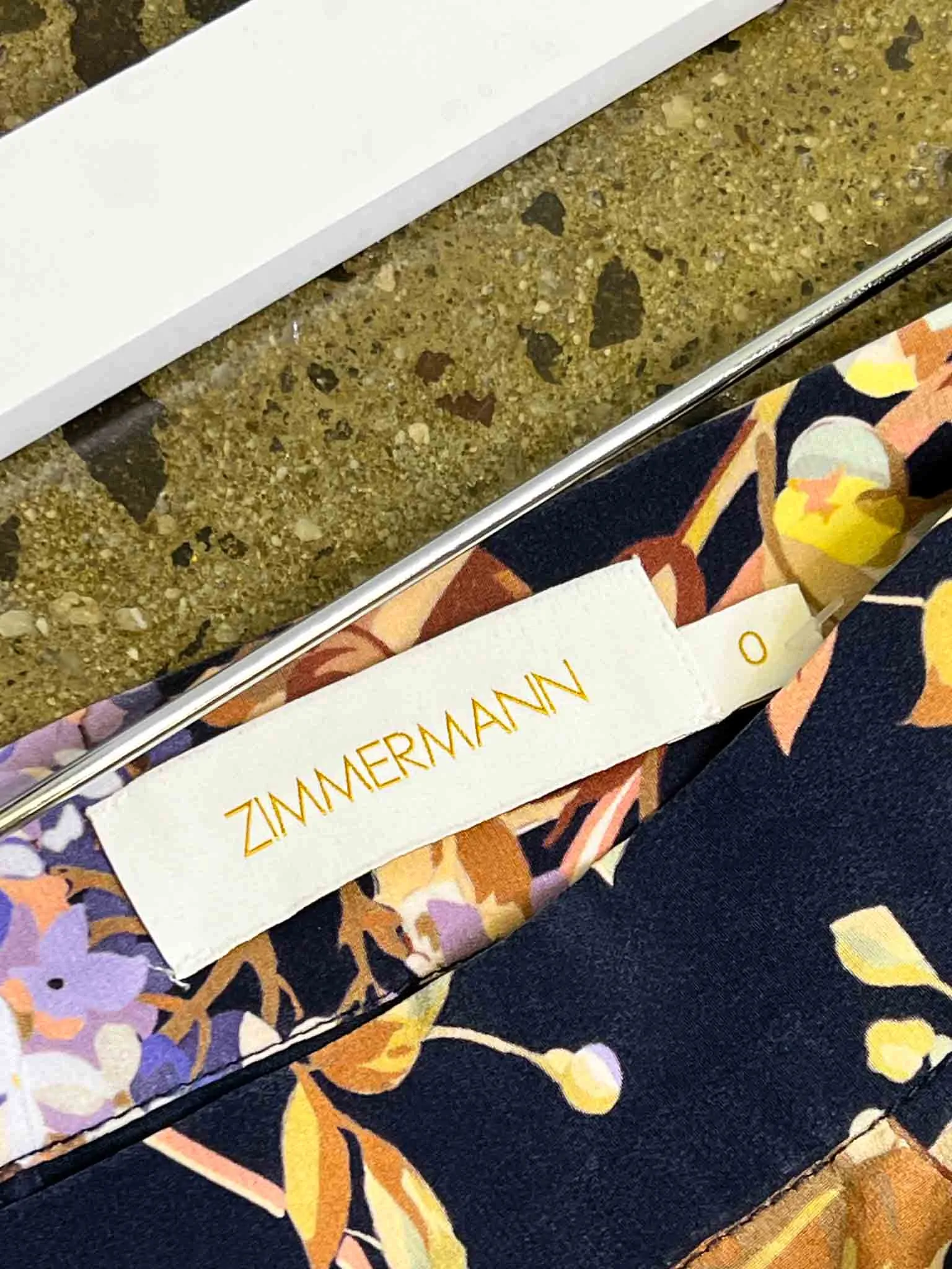 Size 0 (6) | Zimmermann Navy and Multicoloured Floral Silk Blend Maxi Skirt