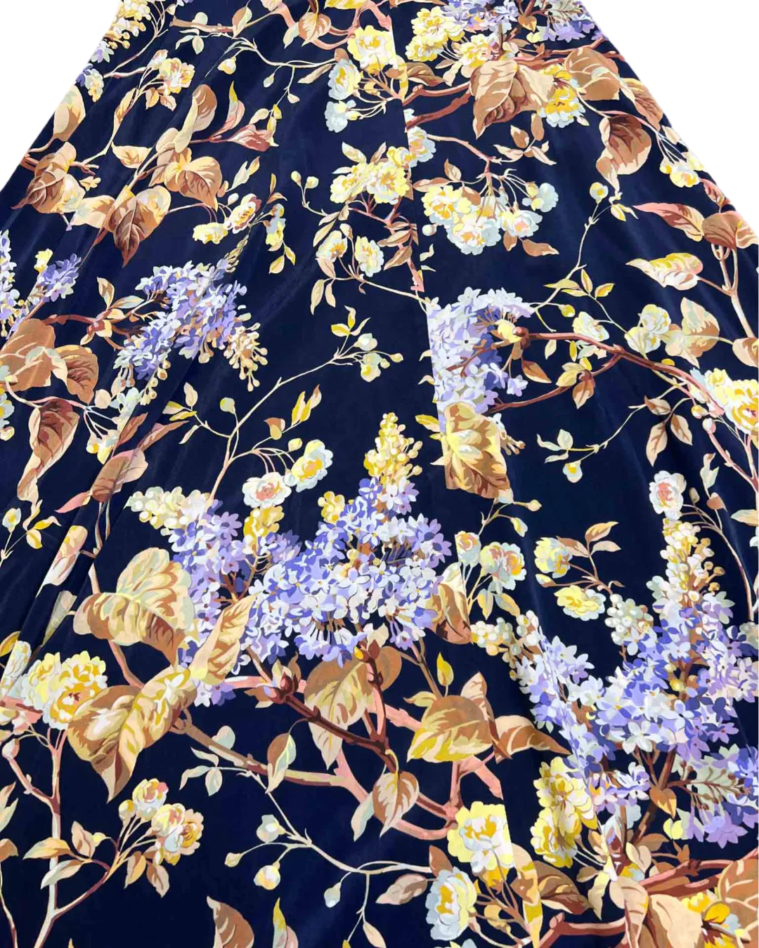 Size 0 (6) | Zimmermann Navy and Multicoloured Floral Silk Blend Maxi Skirt