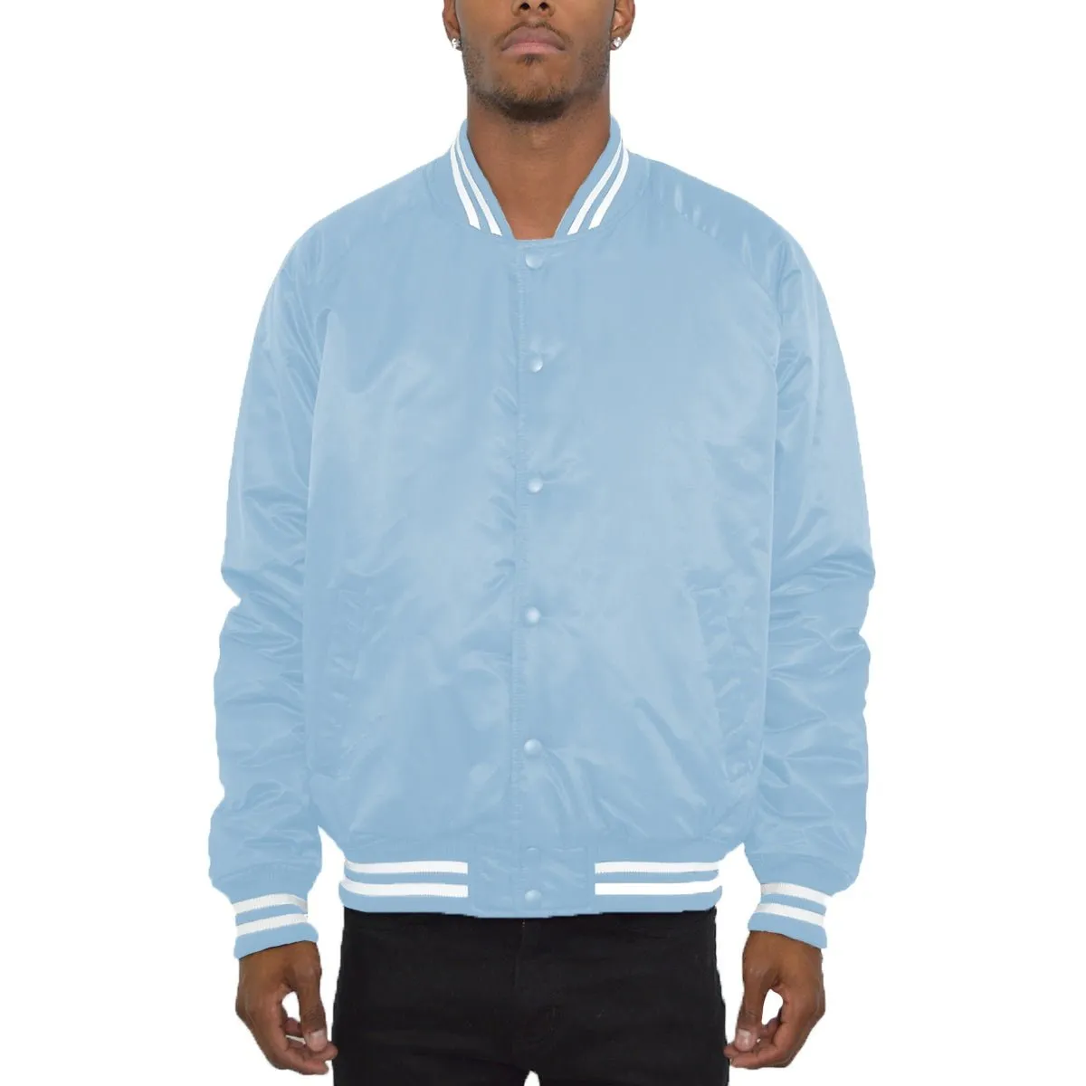 Sky Blue Varsity Bomber Jacket