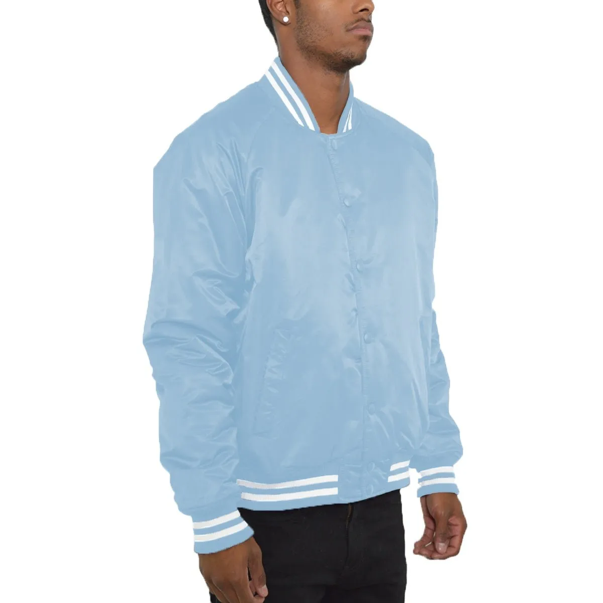 Sky Blue Varsity Bomber Jacket