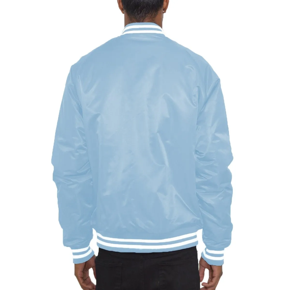 Sky Blue Varsity Bomber Jacket