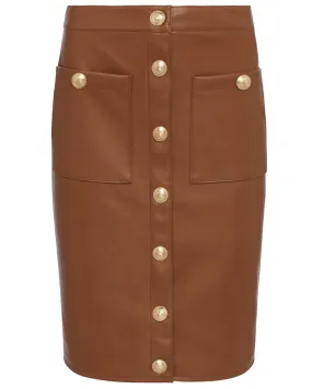 Smoky Quartz Vegan Leather Amira Pencil Skirt