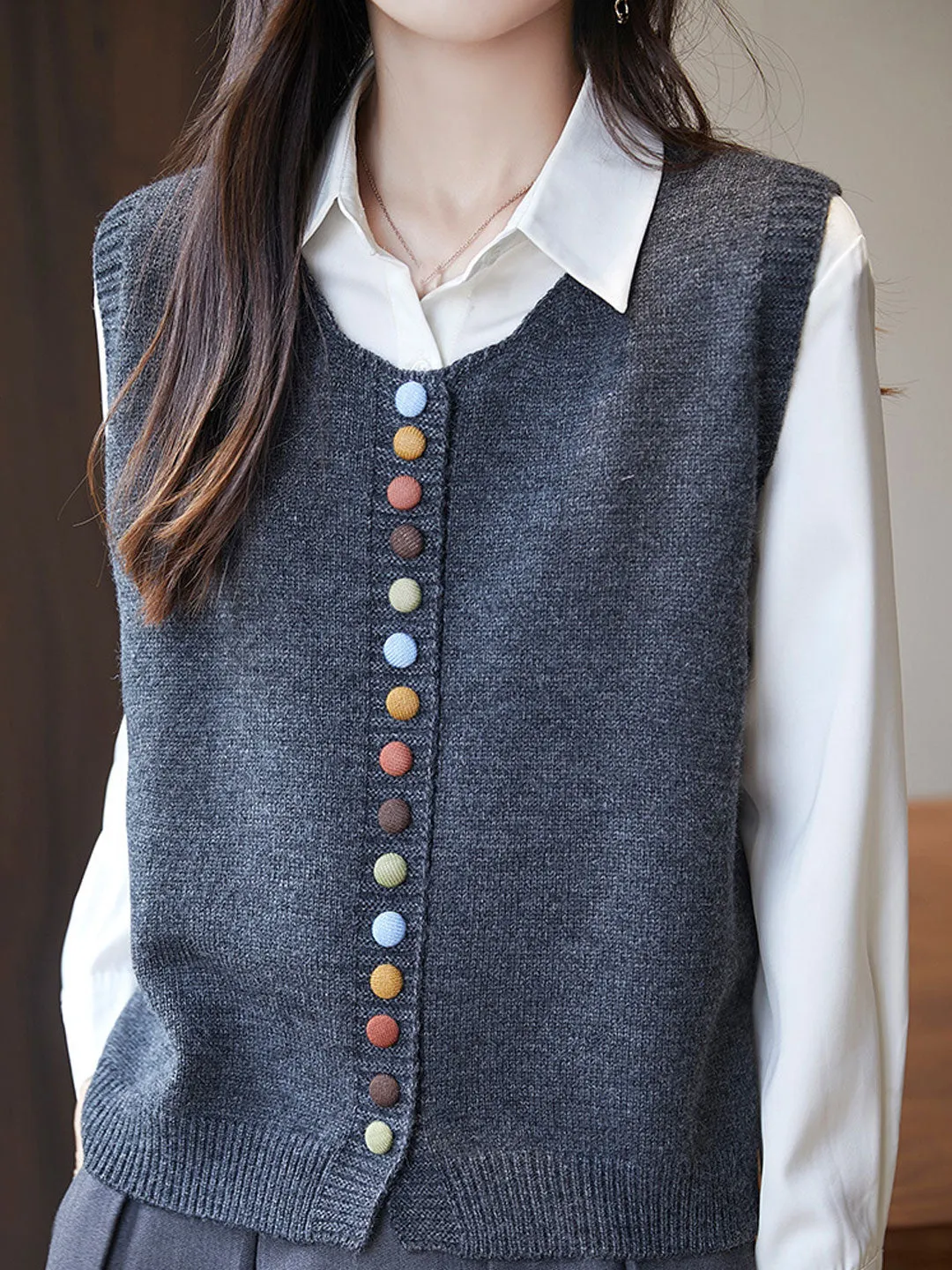 Sophia Vintage Crew Neck Knitted Vest