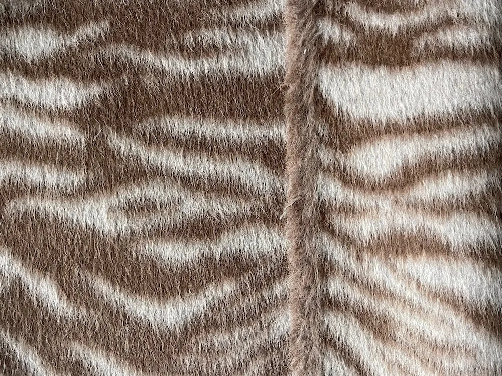 Sophisticated Mocha & White Zebra Wool Alpaca Coating (Made in Italy)