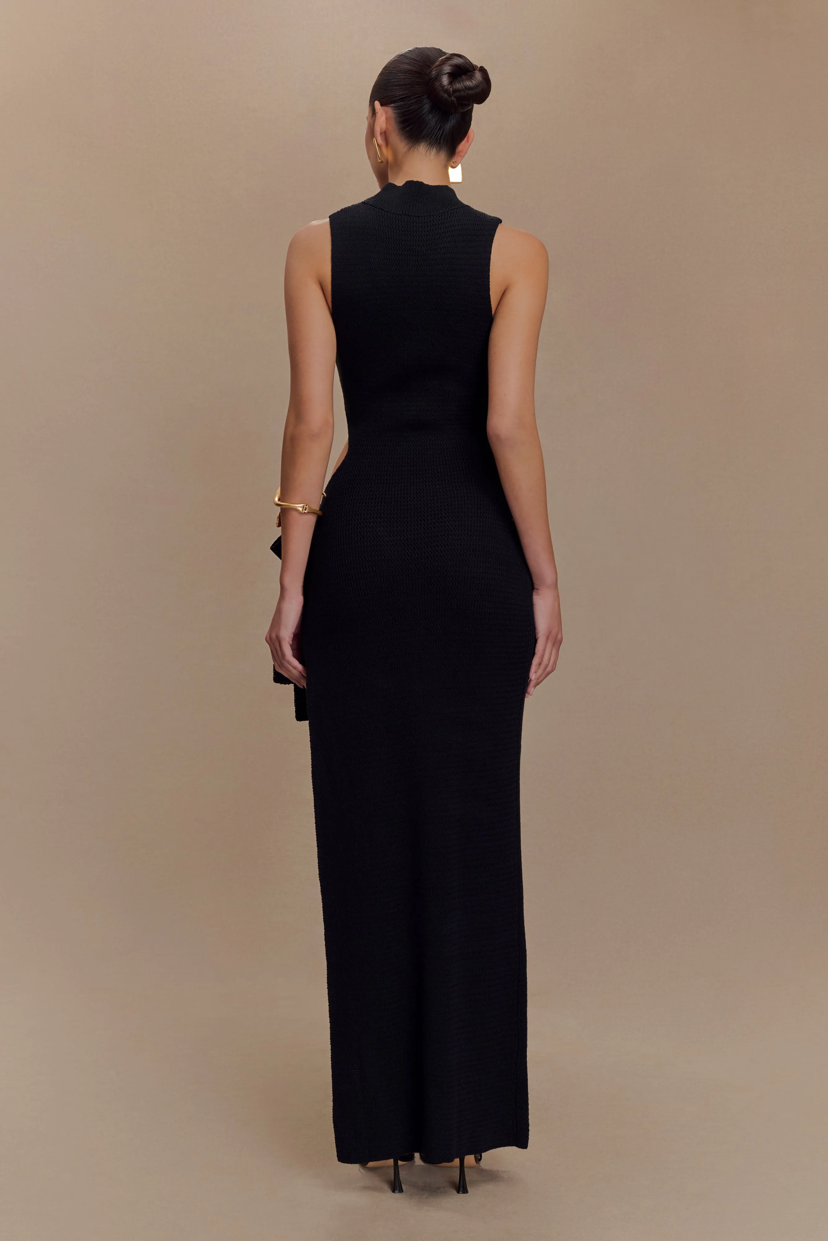 Stephanie Cut Out Knit Maxi Dress - Black