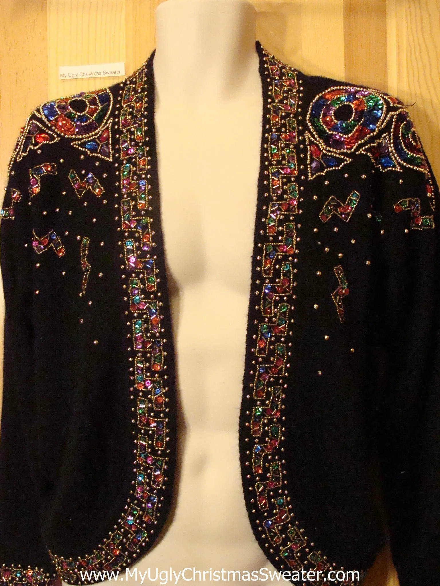 Ugly Christmas Sweater Jacket Crazy Bling