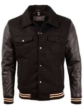 V3CS Men's Trucker Bomber Jacket - Black