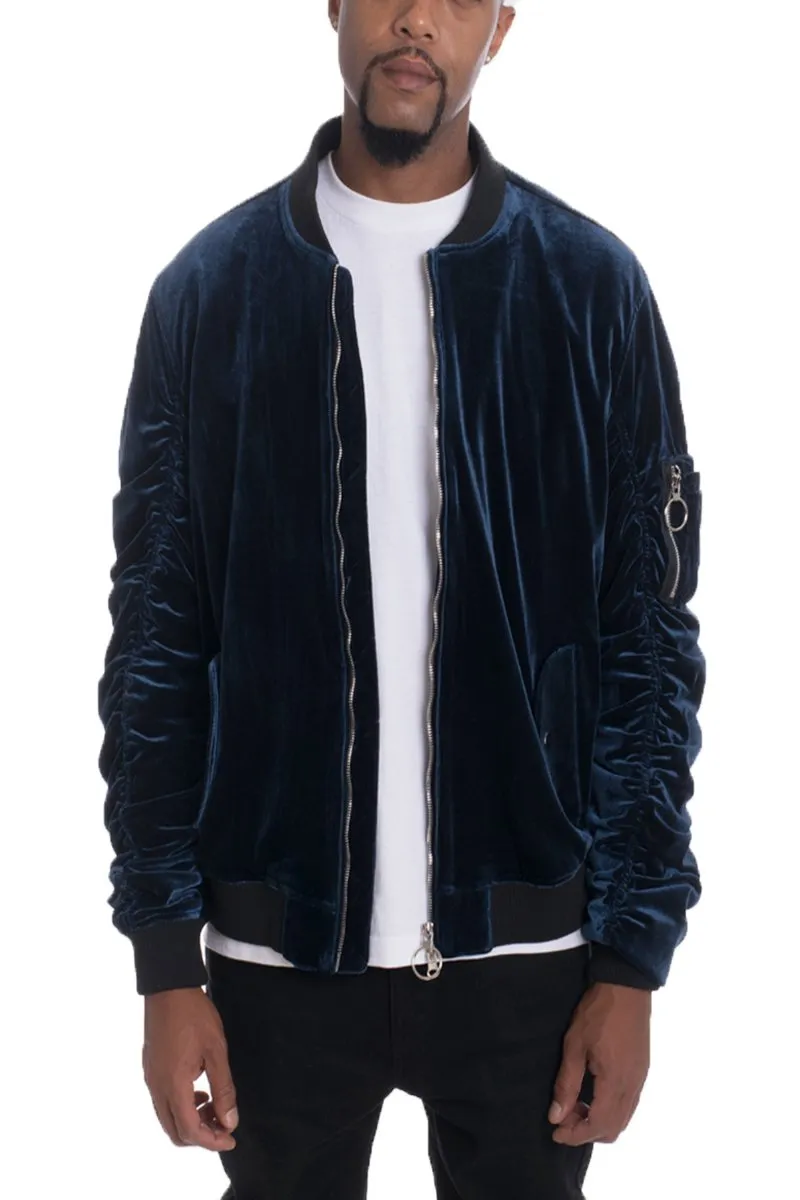 VELOUR BOMBER NAVY BLUE