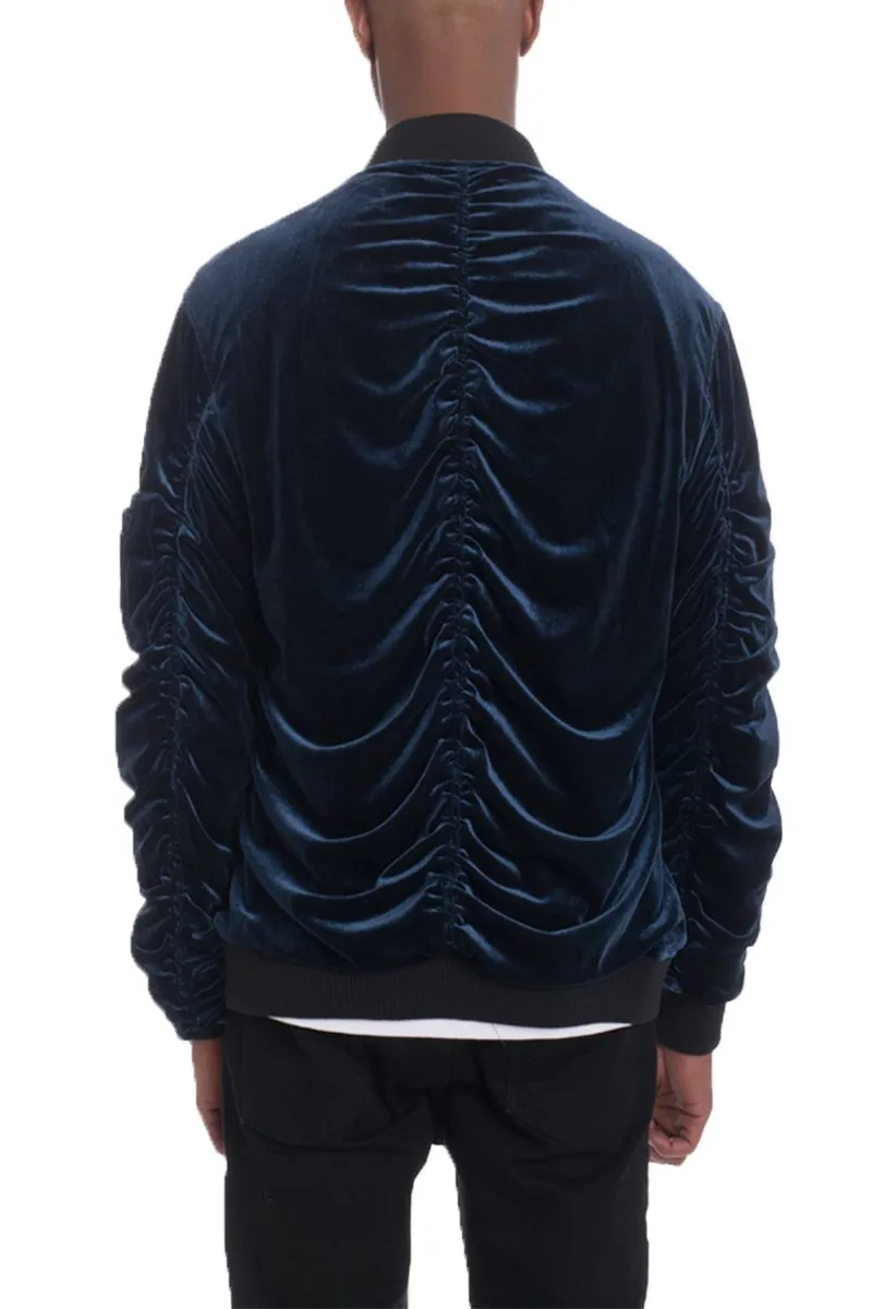 VELOUR BOMBER NAVY BLUE