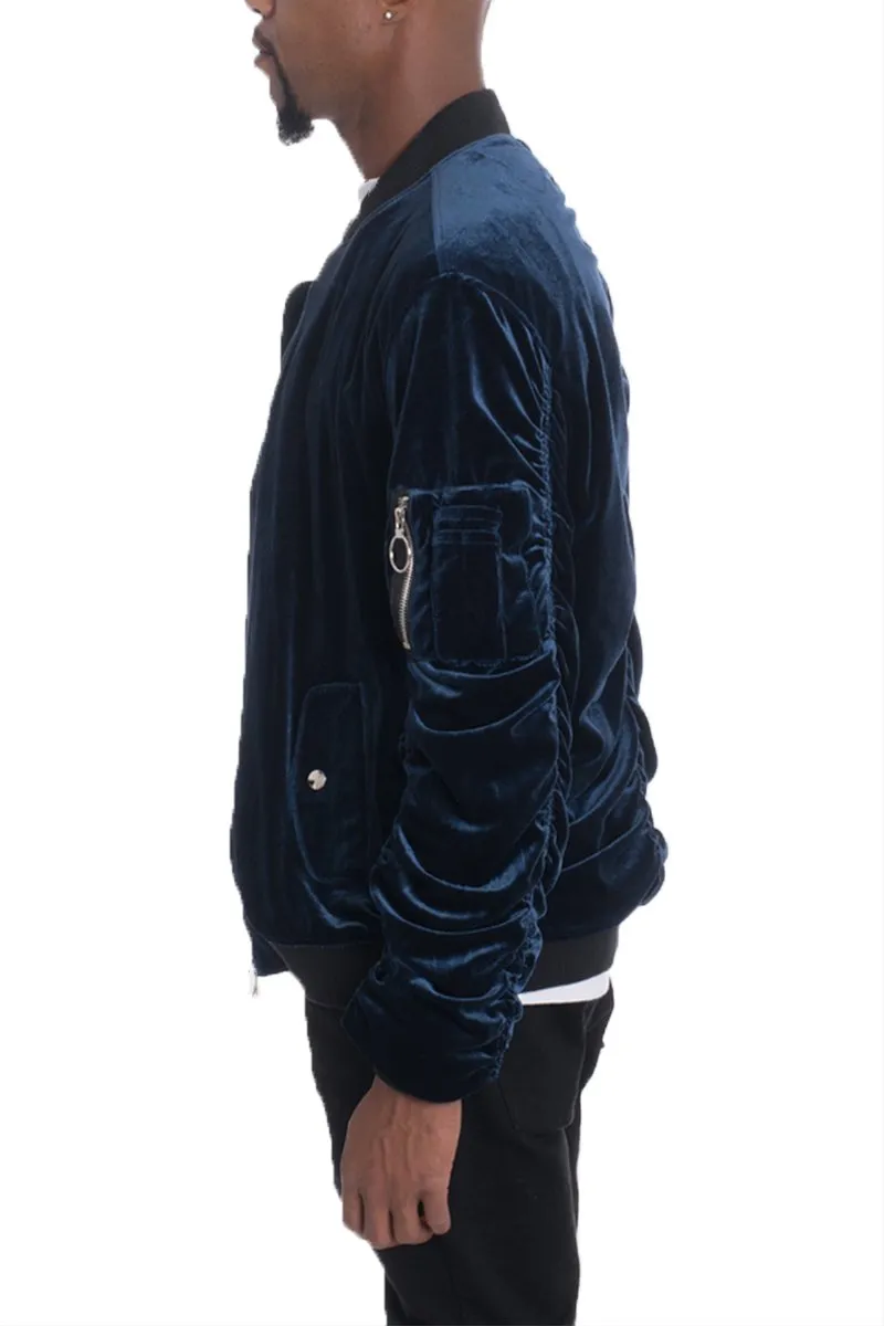 VELOUR BOMBER NAVY BLUE