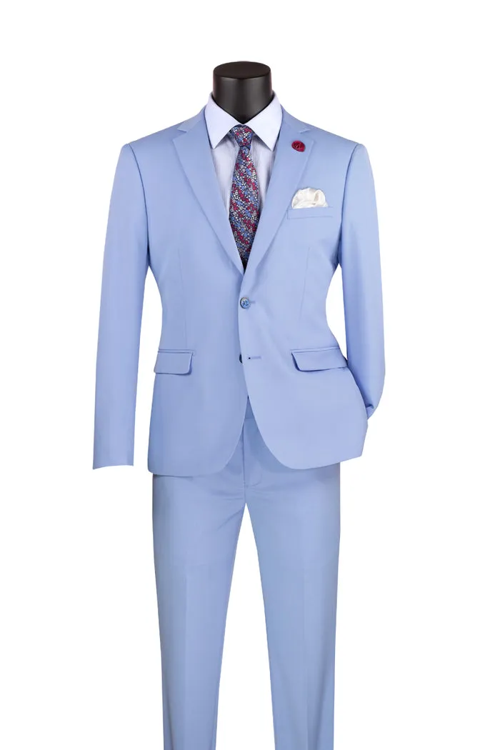 Vinci Ultra Slim Fit Stretch Wool Feel Suit Light Blue USDX-1