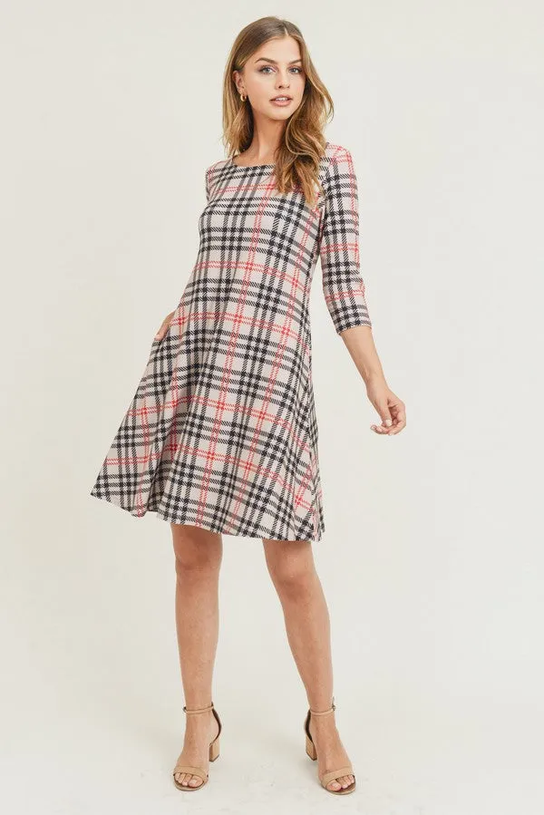 Vintage Plaid A-Line Dress