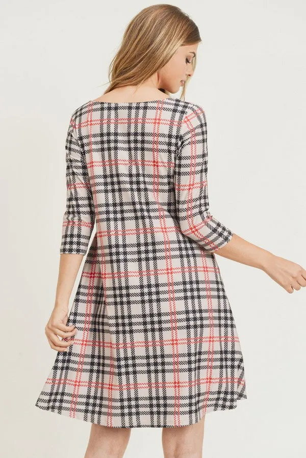 Vintage Plaid A-Line Dress