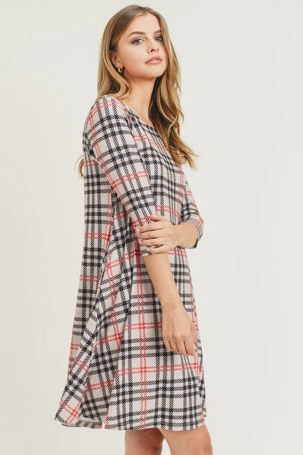 Vintage Plaid A-Line Dress