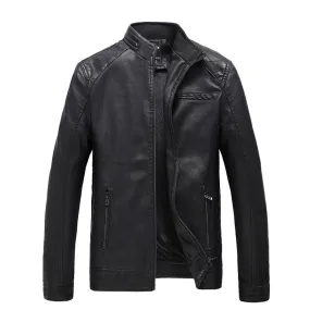 Wadded Bomber Solid Hip Hop Leather Jacket