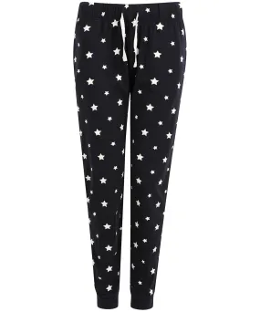 Womens cuffed lounge pants | Navy/White Stars