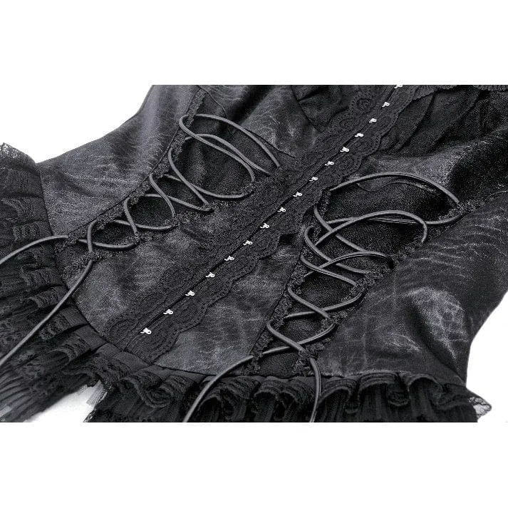 Women's Gothic Lace Splice Lace-up Vest