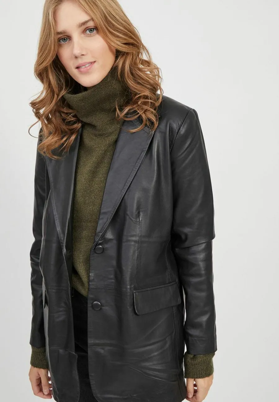 Women’s Oversized Black Leather Blazer