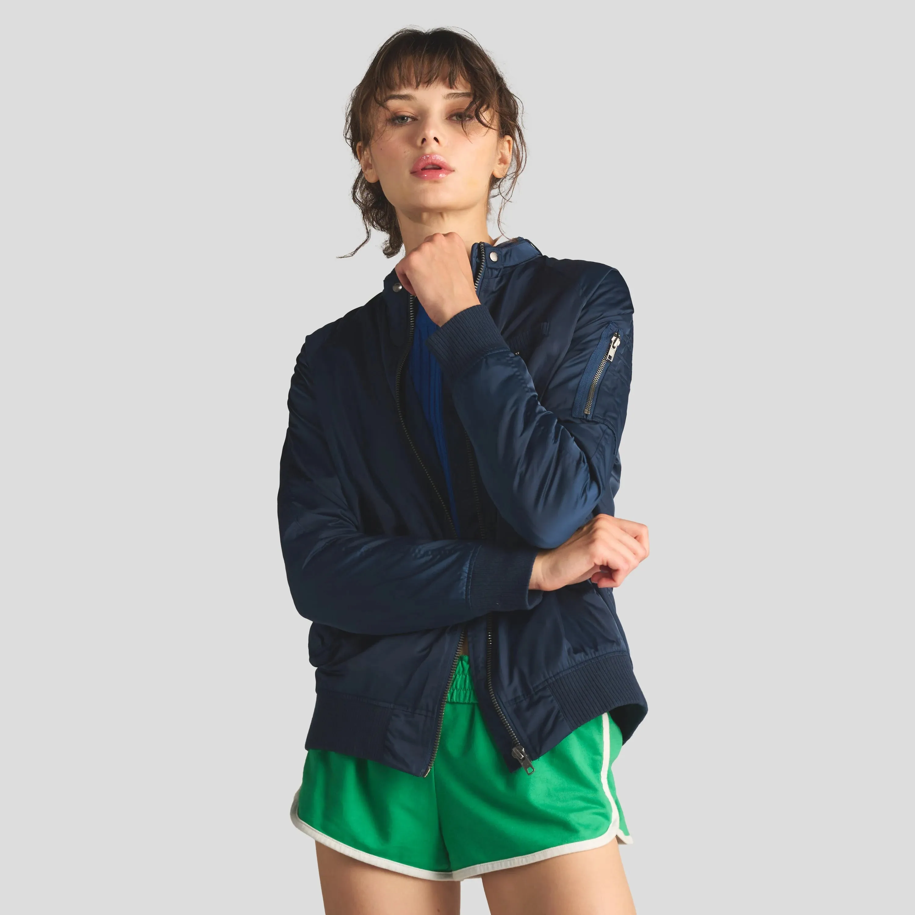 Women's Satin Bomber Jacket