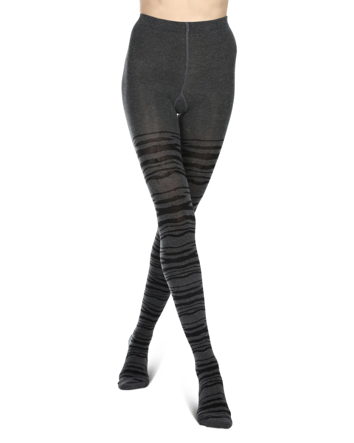 Zebra Stripe Cotton Blend Sweater Tights