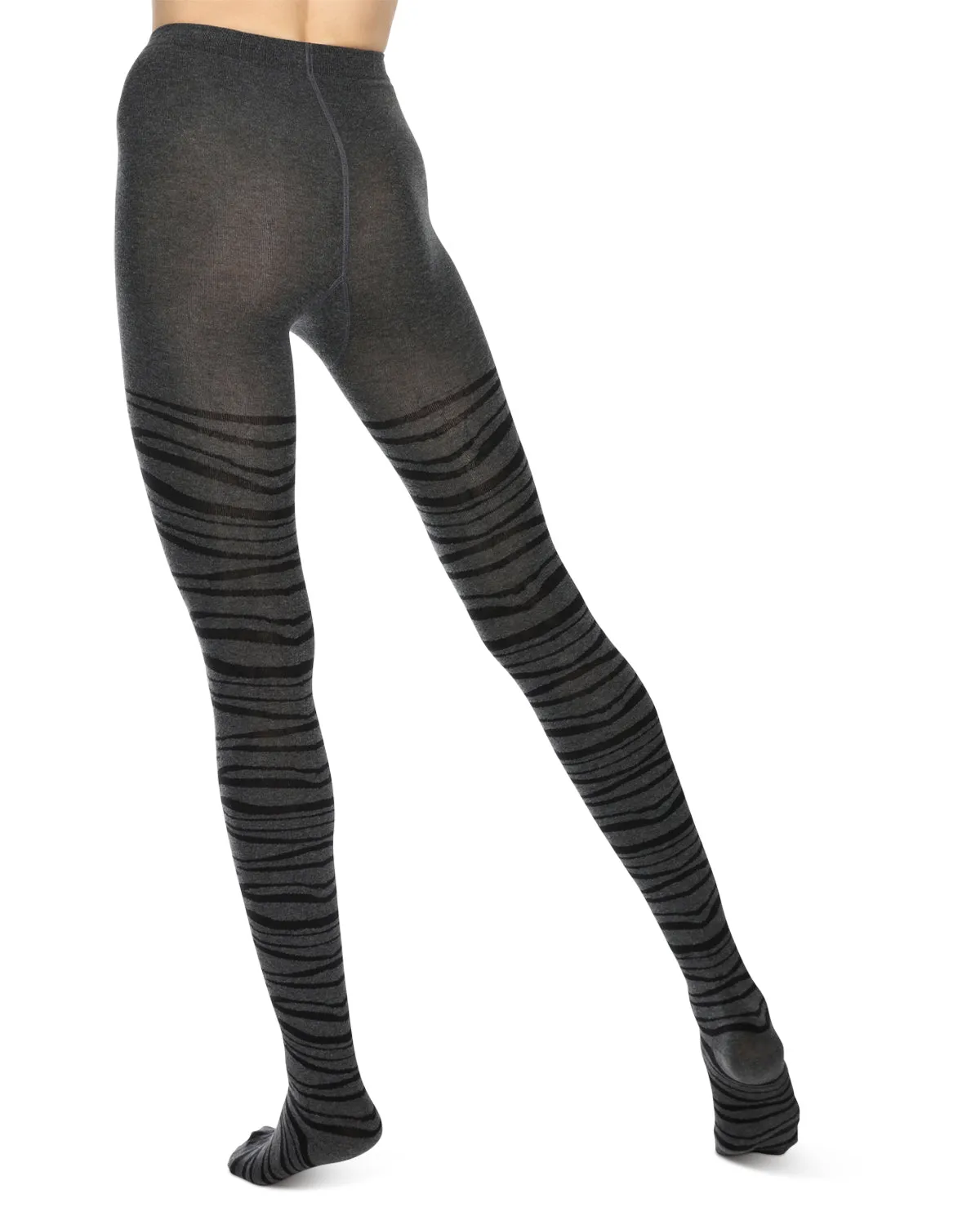 Zebra Stripe Cotton Blend Sweater Tights